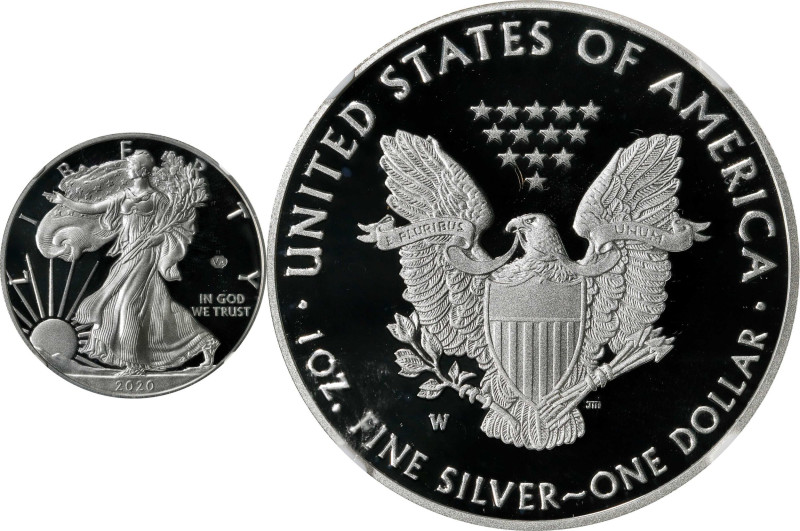 2020-W Silver Eagle. 75th Anniversary of the End of World War II V75 Privy Mark....