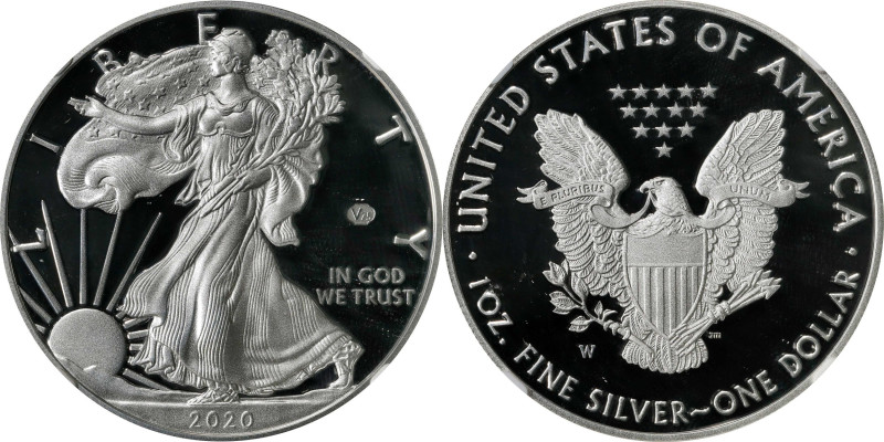 2020-W Silver Eagle. 75th Anniversary of the End of World War II V75 Privy Mark....