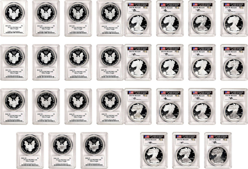 Complete Date Set of Silver Eagles, 1986-2015. Chief Engraver John M. Mercanti S...