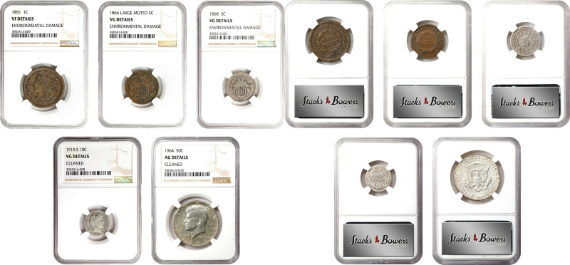 Lot of (5) Type Coins. (NGC).
Included are: 1851 Braided Hair cent, VF Details-...