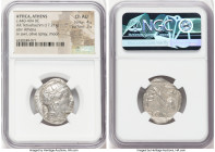 ATTICA. Athens. Ca. 440-404 BC. AR tetradrachm (26mm, 17.21 gm, 3h). NGC Choice AU 4/5 - 3/5. Mid-mass coinage issue. Head of Athena right, wearing ea...