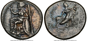 CILICIA. Tarsus. Ca. 370 BC. AR stater (24mm, 11h). NGC Choice VF. Athena seated left on a stack of rocks, spear in right hand, left arm resting on sh...
