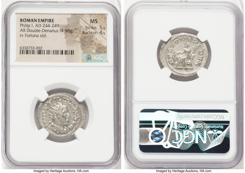 Philip I (AD 244-249). AR antoninianus (25mm, 4.58 gm, 6h). NGC MS 5/5 - 4/5. Ro...