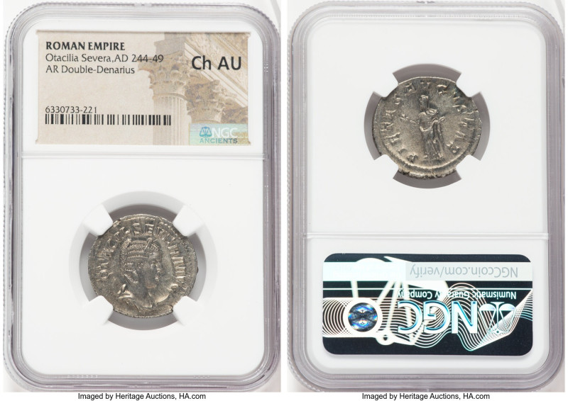 Otacilia Severa (AD 244-249). AR antoninianus (25mm, 6h). NGC Choice AU. Rome, A...