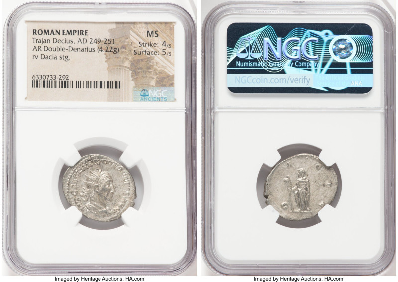 Trajan Decius (AD 249-251). AR antoninianus (23mm, 4.22 gm, 12h). NGC MS 4/5 - 5...