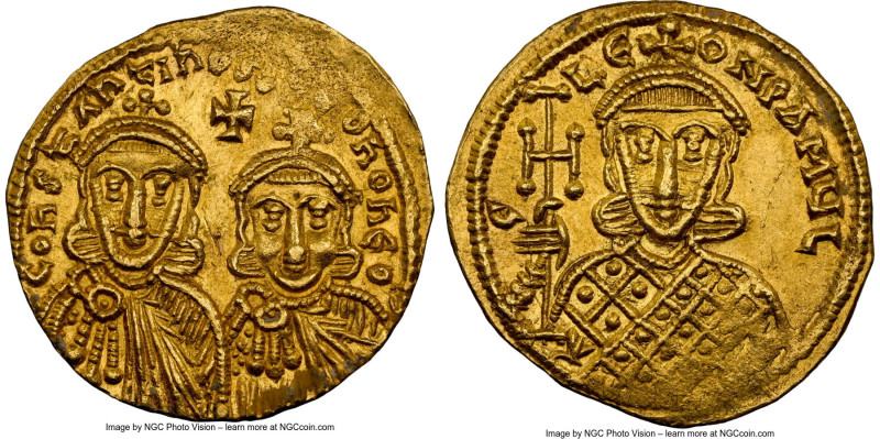 Constantine V Copronymus (AD 740/1-775), with Leo IV. AV solidus (21mm, 4.46 gm,...