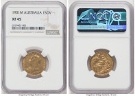 Victoria gold Sovereign 1901-M XF45 NGC, Melbourne mint, KM13, S-3875. HID09801242017 © 2022 Heritage Auctions | All Rights Reserved