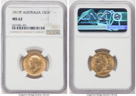 George V gold Sovereign 1917-P MS62 NGC, Perth mint, KM29, S-4001. HID09801242017 © 2022 Heritage Auctions | All Rights Reserved