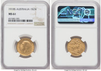 George V gold Sovereign 1918-S MS61 NGC, Sydney mint, KM29, S-4003. HID09801242017 © 2022 Heritage Auctions | All Rights Reserved