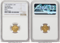 Salzburg. Sigmund III gold 1/4 Ducat 1755 UNC Details (Bent) NGC, KM383, Fr-867. HID09801242017 © 2022 Heritage Auctions | All Rights Reserved
