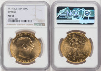 Franz Joseph I gold Restrike 100 Corona 1915 MS66 NGC, Vienna mint, KM2819, Fr-507R. HID09801242017 © 2022 Heritage Auctions | All Rights Reserved