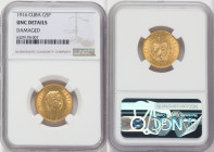 Republic gold 5 Pesos 1916 UNC Details (Damaged) NGC, Philadelphia mint, KM19, Fr-4. HID09801242017 © 2022 Heritage Auctions | All Rights Reserved