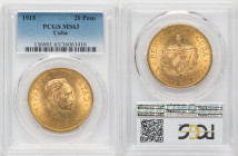 Republic gold 20 Pesos 1915 MS63 PCGS, Philadelphia mint, KM21, Fr-1. HID09801242017 © 2022 Heritage Auctions | All Rights Reserved