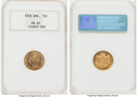 Frederick VIII gold 10 Kroner 1908 (h)-VBP MS65 NGC, Copenhagen mint, KM809, Fr-198. HID09801242017 © 2022 Heritage Auctions | All Rights Reserved