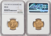 Christian X gold 20 Kroner 1914 (h)-VBP MS64 NGC, Copenhagen mint, KM817.1, Fr-299. HID09801242017 © 2022 Heritage Auctions | All Rights Reserved