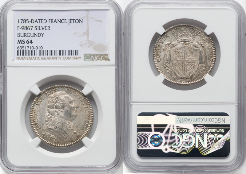 Louis XVI silver "Comitia Burgundiae" Jeton 1785-Dated MS64 NGC, Burgundy. Feuar...