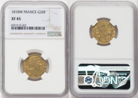 Louis XVIII gold 20 Francs 1818-W XF45 NGC, Lille mint, KM712.9, Fr-539. HID09801242017 © 2022 Heritage Auctions | All Rights Reserved