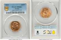 Republic gold 20 Francs 1911 MS66+ PCGS, KM857, Gad-1064a, F-535. HID09801242017 © 2022 Heritage Auctions | All Rights Reserved