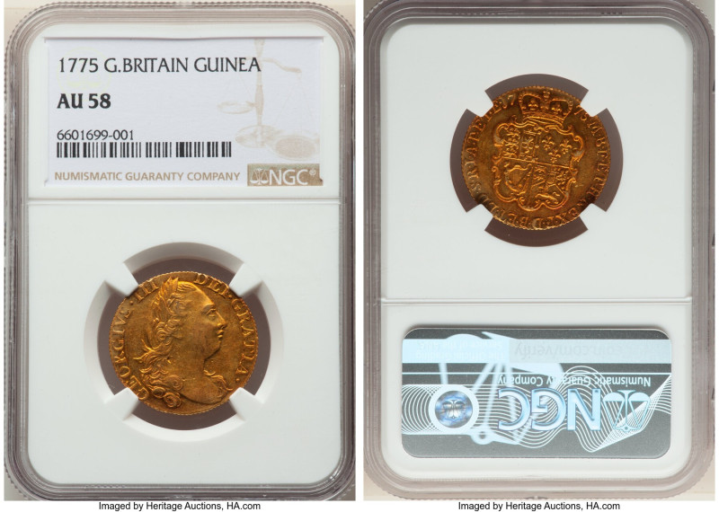 George III gold Guinea 1775 AU58 NGC, KM604, S-3728. HID09801242017 © 2022 Herit...