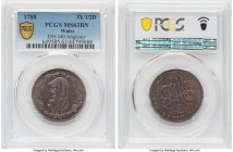 Wales. Anglesey copper 1/2 Penny Token 1788 MS63 Brown PCGS, D&H-340. Druid's head left within thin oak wreath / THE ANGLESEY MINES HALFPENNY Date 178...