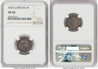 William IV 6 Pence 1834 AU58 NGC, KM712, S-3836. HID09801242017 © 2022 Heritage Auctions | All Rights Reserved