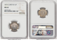 Victoria 6 Pence 1874 MS62 NGC, KM751.1, S-3910. Crosslet '4', die #32. HID09801242017 © 2022 Heritage Auctions | All Rights Reserved