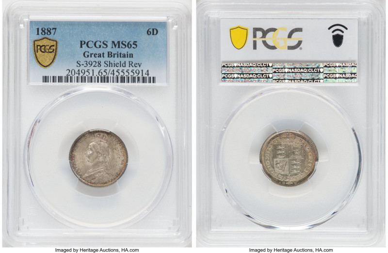 Victoria 6 Pence 1887 MS65 PCGS, KM759, S-3928. Shield Reverse. HID09801242017 ©...