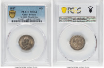Victoria 6 Pence 1887 MS64 PCGS, KM759, S-3928. Shield Reverse. HID09801242017 © 2022 Heritage Auctions | All Rights Reserved