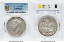 George V Specimen Crown 1935 SP63 PCGS, KM842, S-4049. Incused edge lettering. .500 Silver. HID09801242017 © 2022 Heritage Auctions | All Rights Reser...