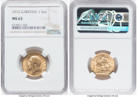 George V gold Sovereign 1912 MS63 NGC, KM820, S-3996. HID09801242017 © 2022 Heritage Auctions | All Rights Reserved