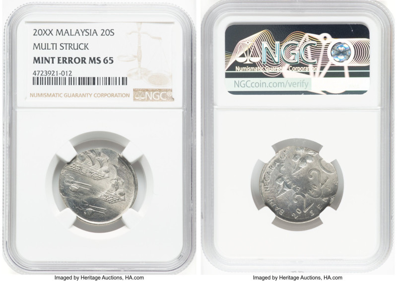 Constitutional Monarchy Mint Error - Multi-Struck 20 Sen 20XX MS65 NGC, Franklin...