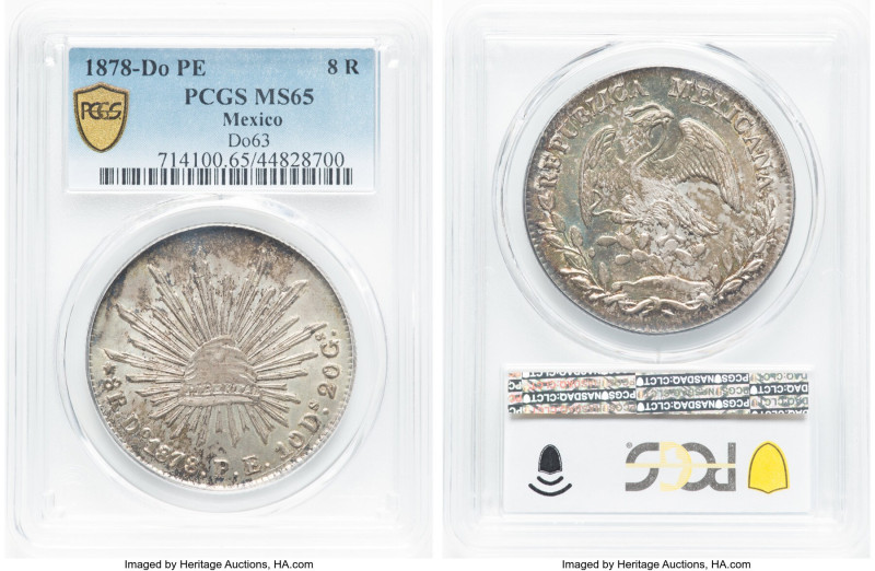 Republic 8 Reales 1878 Do-PE MS65 PCGS, Durango mint, KM377.4, DP-Do63. HID09801...