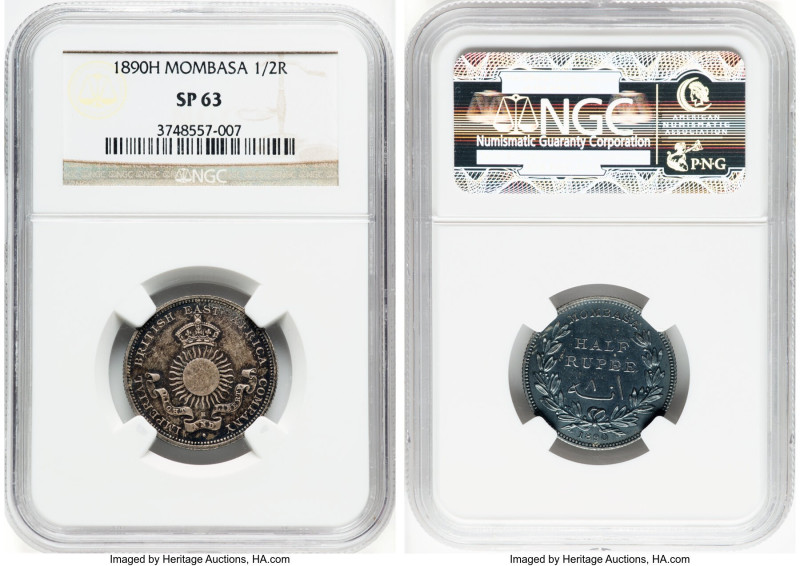 British Colony Specimen 1/2 Rupee 1890-H SP63 NGC, Heaton mint, KM4. HID09801242...