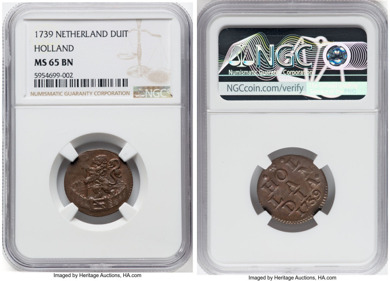 Provincial Pair of Certified Assorted Duits MS65 Brown NGC, 1) Holland. Provinci...