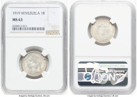 Republic Bolivar 1919-(p) MS63 NGC, Philadelphia mint, KM-Y22. HID09801242017 © 2022 Heritage Auctions | All Rights Reserved