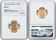 Republic gold 10 Bolivares 1930-(p) MS64 NGC, Philadelphia mint, KM-Y31, Fr-6. HID09801242017 © 2022 Heritage Auctions | All Rights Reserved