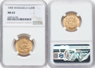 Republic gold 20 Bolivares 1905 MS63 NGC, Paris mint, KM-Y32, Fr-5c. HID09801242017 © 2022 Heritage Auctions | All Rights Reserved