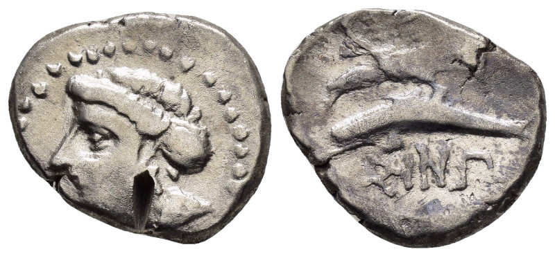 PAPHLAGONIA.Sinope.(Circa 330-300 BC).Drachm.

Obv : Head of nymph left, with ha...