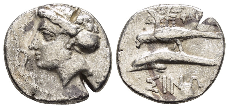 PAPHLAGONIA.Sinope.(Circa 330-300 BC).Drachm.

Obv : Head of nymph left, with ha...