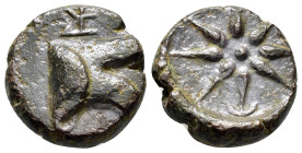 PONTUS. Uncertain Amisos. Time of Mithradates VI.(Circa 130-100 BC).Ae.

Obv: Bashlyk left; bow to left.

Rev: Star and bow.

Weight : 7.5 gr
Diameter...