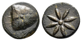 PONTUS.Uncertain.(Late 2nd century BC).Ae.

Obv : Pilos decorated with star.

Rev : Star.

Weight : 2.3 gr
Diameter : 13 mm
