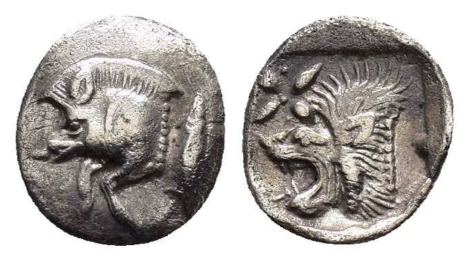 MYSIA.Kyzikos.(Circa 525-475 BC).Obol.

Obv : Forepart of boar left, E (retrogra...