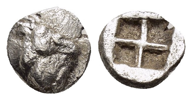 MYSIA. Kyzikos.(Circa 525-475 BC).Obol.

Obv : Head of tunny left.

Rev : Incuse...