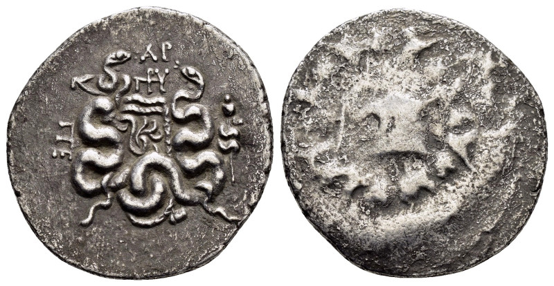 MYSIA.Pergamon.(Circa 133-20 BC).Cistophor.

Obv : Cista mystica with serpent; a...