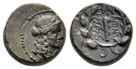 LYDIA. Sardes.(2nd-1st centuries BC).Ae.

Obv : Laureate head of Apollo right.

Rev : ΣAPΔIA NΩN.
Club right within wreath; monogram to right.

Weight...