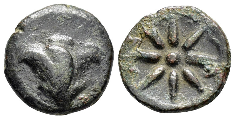 PONTUS.Amisos.(130-100 BC).Ae.

Obv : Rose bud.

Rev : Star between two crescent...