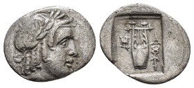LYCIAN LEAGUE. Masicytes.(Circa 30-27 BC). Hemidrachm.

Obv : Λ - Y.
Laureate head of Apollo left.

Rev : M - A.
Cithara (lyre) in incuse square and s...