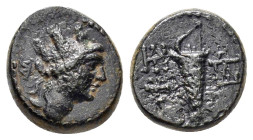 CILICIA. Tarsos.(175-164 BC).Ae.


Obv : Turreted head of Tyche right.

Rev : Quiver with bow; monogram to left, two monograms to right.

Weight : 2.3...