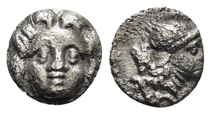 PISIDIA.Selge.(Circa 350-300 BC).Obol.

Obv : Facing gorgoneion.

Rev : Helmeted...