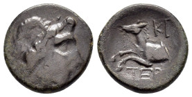 PISIDIA. Termessos.(1st century BC).Ae.

Obv : Laureate head of Zeus right.

Rev : TEP.
Forepart of horse left.

Weight : 3.2 gr
Diameter : 16 mm